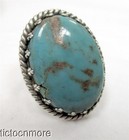 VINTAGE BELL TRADING NAVAJO INDIAN TURQUOISE STONE PORTRAIT RING STERLING — photo 1