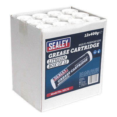 Sealey Mehrzweck EP2 Lithium Fett Kartusche 4,8 kg - 12er Pack x 400 g SGC12