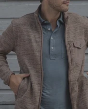 CRIQUET Men’s Sweater Fleece Jacket Sz XL Light Brown Full Zip Heathered Outdoor