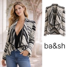 BA&SH Women’s Ilda Stripe Knit Open-Front Blazer Jacket Size 8