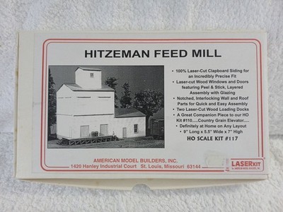 American Model Builders HO Scale 117 Hitzeman Feed Mill Laser Cut Building Kit