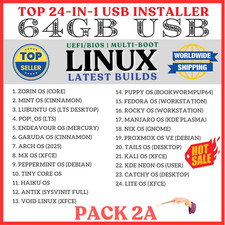 ULTIMATE 2025 MASTER COLLECTION, 24 LINUX OS DISTROS, MULTI-BOOT USB, SEE LIST