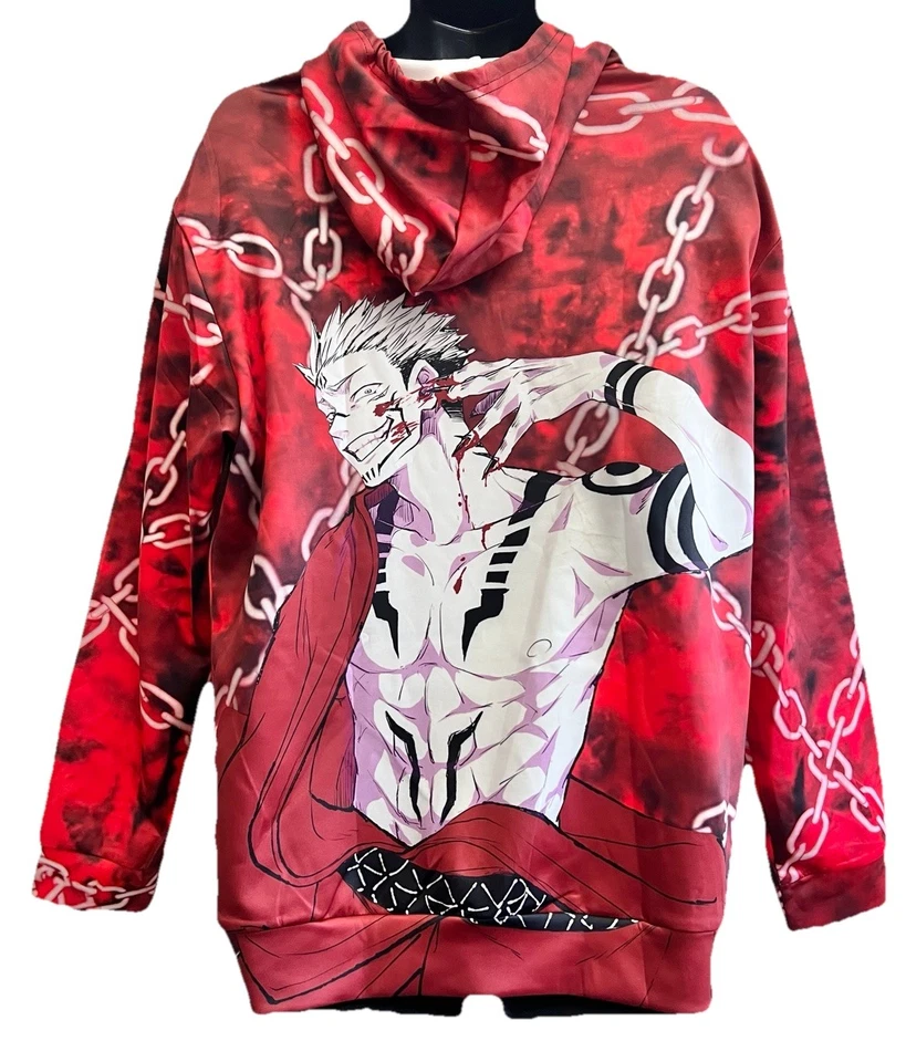 Коллекционная мужская одежда толстовка с капюшоном на шнурке в стиле аниме очень большой размер XL - Изображение 3 из 4