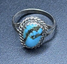 Navajo Sterling Silver Turquoise Ring Size 5