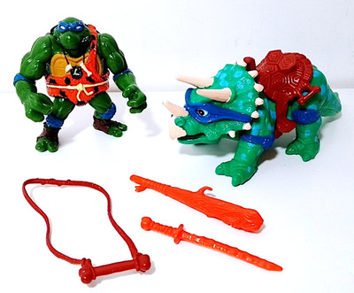 TMNT Turtles 1992 Playmates Mirage CAVE TURTLE LEO and His DINGY DINO full
