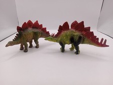 2 Stegosaurus Dinosaur Figure Toy Plastic Green Red