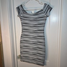 Brat Star Cocktail Mini Dress Bodycon Sheath Striped Size S Made in USA