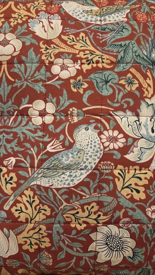 24x24"  William Morris Strawberry Thief Red Bird Floral Fabric 2 Pillows - Image 2 of 4