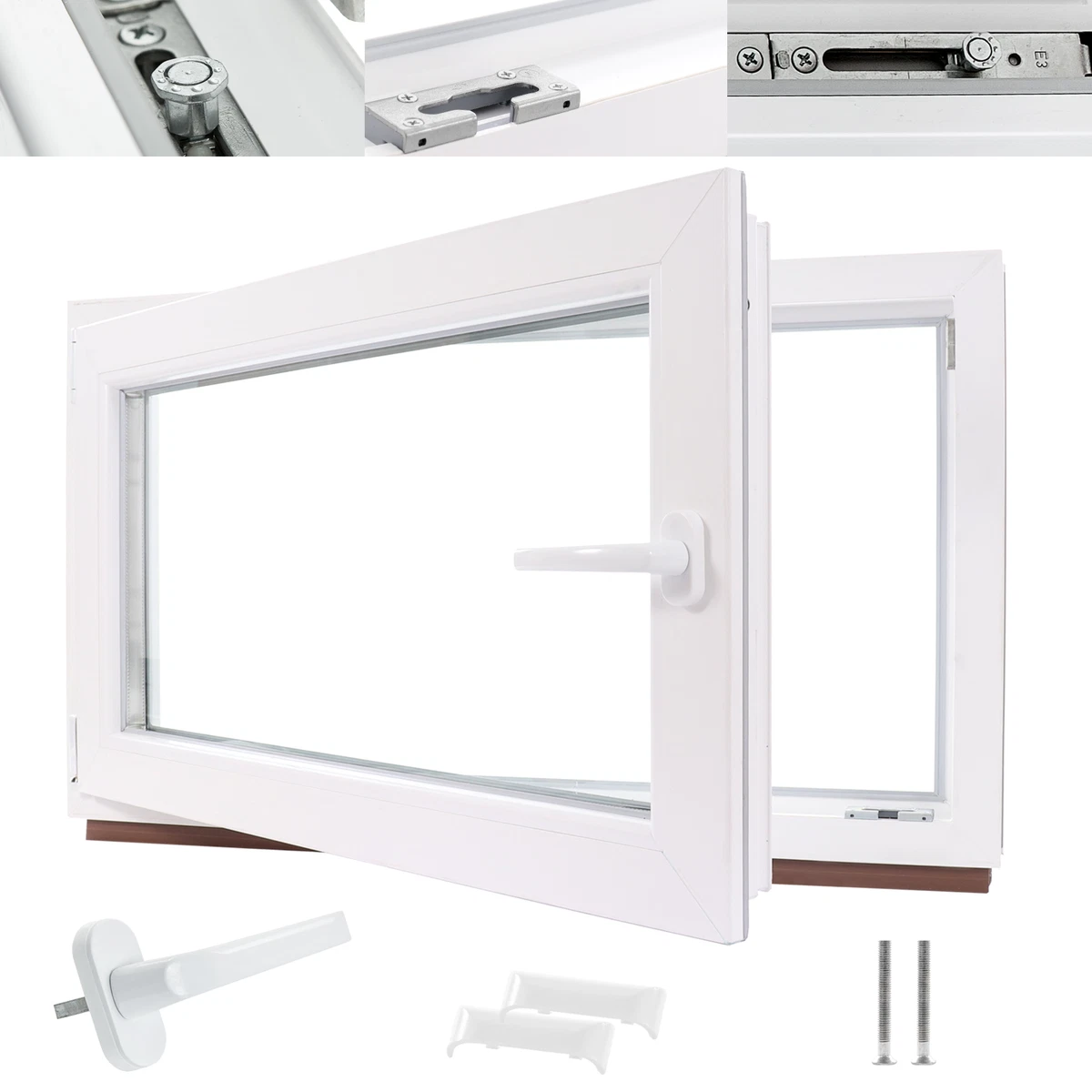Ventana de sótano ventana de plástico basculante 2-3 compartimentos vidrio entrega Prio blanco