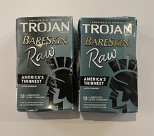 2 Pack Trojan Bareskin Raw Condoms 10ct Each Exp 7/2026 Damaged Box