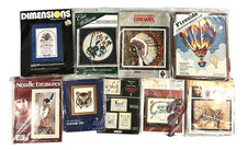 Lot of 9 NEW Crewel  Embroidery  Cross-Stitch Kits  Dimensions  Tra-Pun-To
