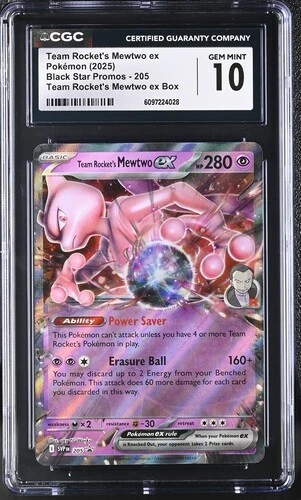 POKEMON CGC 10 GEM MINT TEAM ROCKET'S MEWTWO EX #205 ULTRA RARE BLACK STAR PROMO