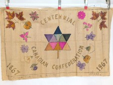 Antique VTG BLUENOSE Hooked Rug Pattern Canadian Centennial Painted Canada