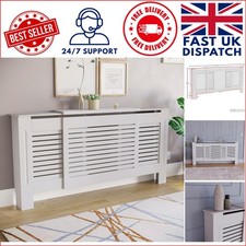 Milton Radiator Cover - Adjustable White MDF with Modern Design H82xW140-204cm