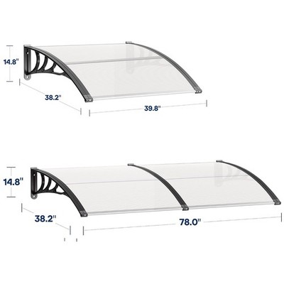 Window Door Awning Canopy Outdoor Sun Shade UV Rain Polycarbonate Roof Cover