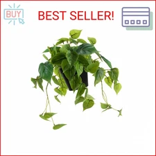 Artificial Scindapsus Aureus, Realistic Fake Plant with Plastic Pot for Home Off
