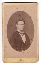 Antique CDV Circa 1880s Hendricks Handsome Man Mustache St. Quentin France