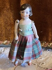 Antique All Bisque Doll In Cute Outfit From 80 Year Collection! 3 1/2”