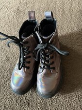 Art Class Iridescent Metallic Combat Boots - Girls size 13 Used. E U C 