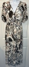 Old Navy Dress Short Sleeve White Palm Print Hi Lo Midi Size S Tall