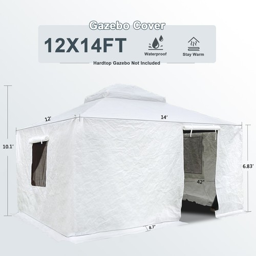 Domi 12'x14' Universal Winter Gazebo Cover w/Sidewalls and Mesh Windows(White) - Picture 2 of 7