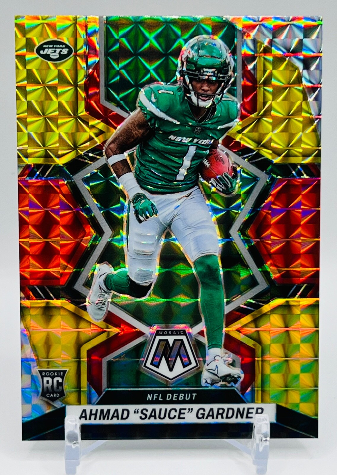 AHMAD SAUCE GARDNER 2022 MOSAIC CHOICE FUSION RED YELLOW PRIZM /80 NFL DEBUT🔥