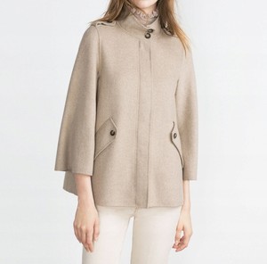 abrigo lana beige zara