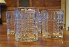 Clear Crystal DOF Whiskey Glasses Glen Plaid Style 11 Oz Godinger NIB Set of 4