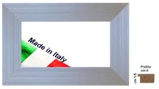 Cornice in legno argento satinato a righe per stampe,foto,poster  Spessore cm. 4