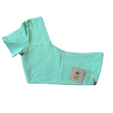 Toast Swim X Free People Signature One Shoulder Crop Bikini Top Ming Green Small