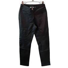 Hugo Buscati Women 100 Leather Black Fitted Straight Leg High Rise Pants Size 4