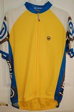 Canari Cycling Biking Jersey Shirt Full Zip Yellow & Blue Men's 