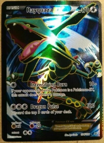 FULL ART Rayquaza EX ULTRA RARE 104/108 Pokemon XY Roaring Skies Holo ...