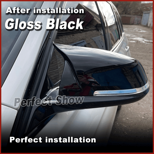2x Schwarz Glänzend Spiegelkappen für BMW F20 F21 F22 F30 F31 F34 F32 F33 X1 E84 - Picture 3 of 10