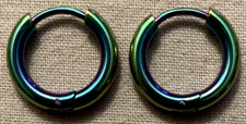 RAINBOW HOOP EARRINGS, Stainless Steel - 1 Pair, 15mm outer/10mm, 2.5mm wide - 5