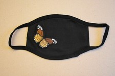 Brown Butterfly Patch Design on Black Dual Layer Cotton Washable Face Mask
