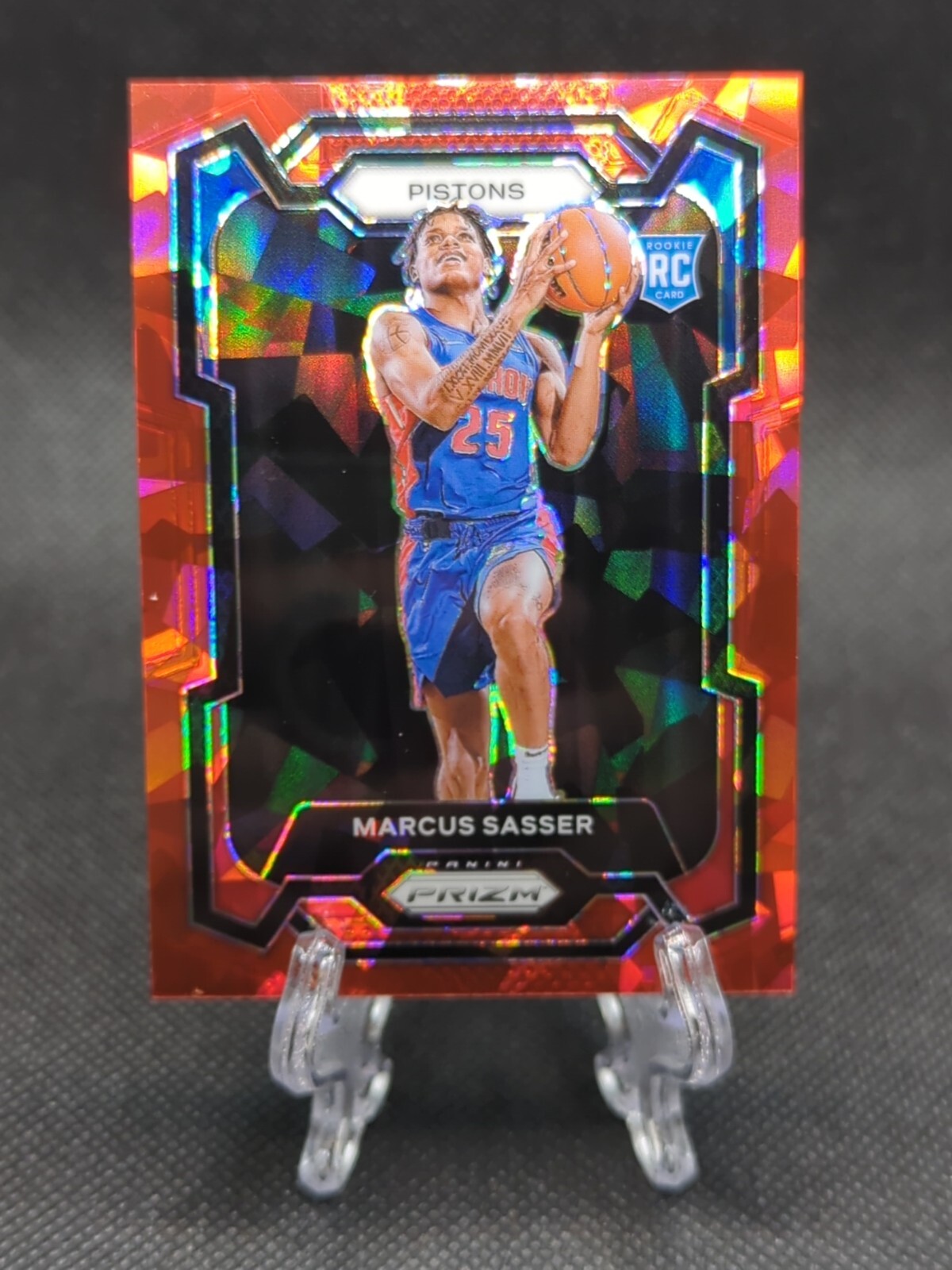 2023-24 Panini Prizm #174 Marcus Sasser RED CRACKED ICE RC Detroit Pistons