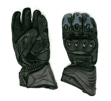 Riparo Motorcycle Racing Gauntlet Genuine Leather Gloves - Black