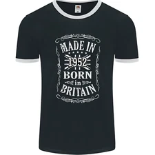 Born In Britain 73rd Birthday Made 1952 Mens Ringer T-Shirt FotL
