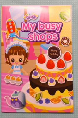 Sticker Heft My Busy Shop, Süßigkeiten Heft mit Lernspiele und Aufkleber