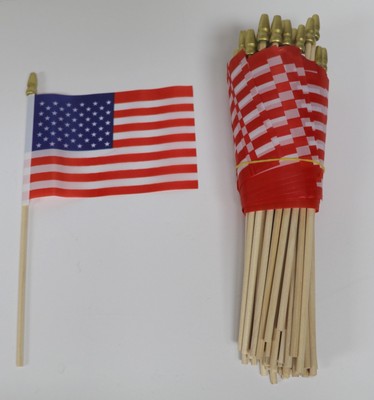 US FLAGS 50 pc HAND HELD 4'' X 6'' USA 4th of JULY MEMORIAL DAY AMERICA PATRIOTIC