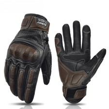 New Vintage Leather Motorcycle Gloves Summer Perforated Glove Touch Screen Glove