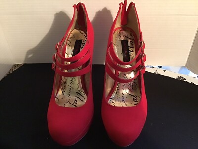 Material Girl Faux Suede Red Heels 9 