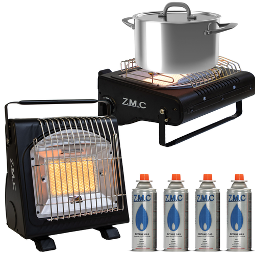 Chauffage à Gaz Portable 2 En 1 + Cuisinière Camping 1.7KW - Butane