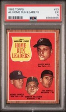 Roger Maris Mickey Mantle 1962 Topps Al Home Run Leaders #53 PSA 5 EX OC