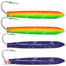 4pcs 6" Fishing Cedar Plug Rig Tuna Mahi Trolling Wooden Lure Purple Zucchini
