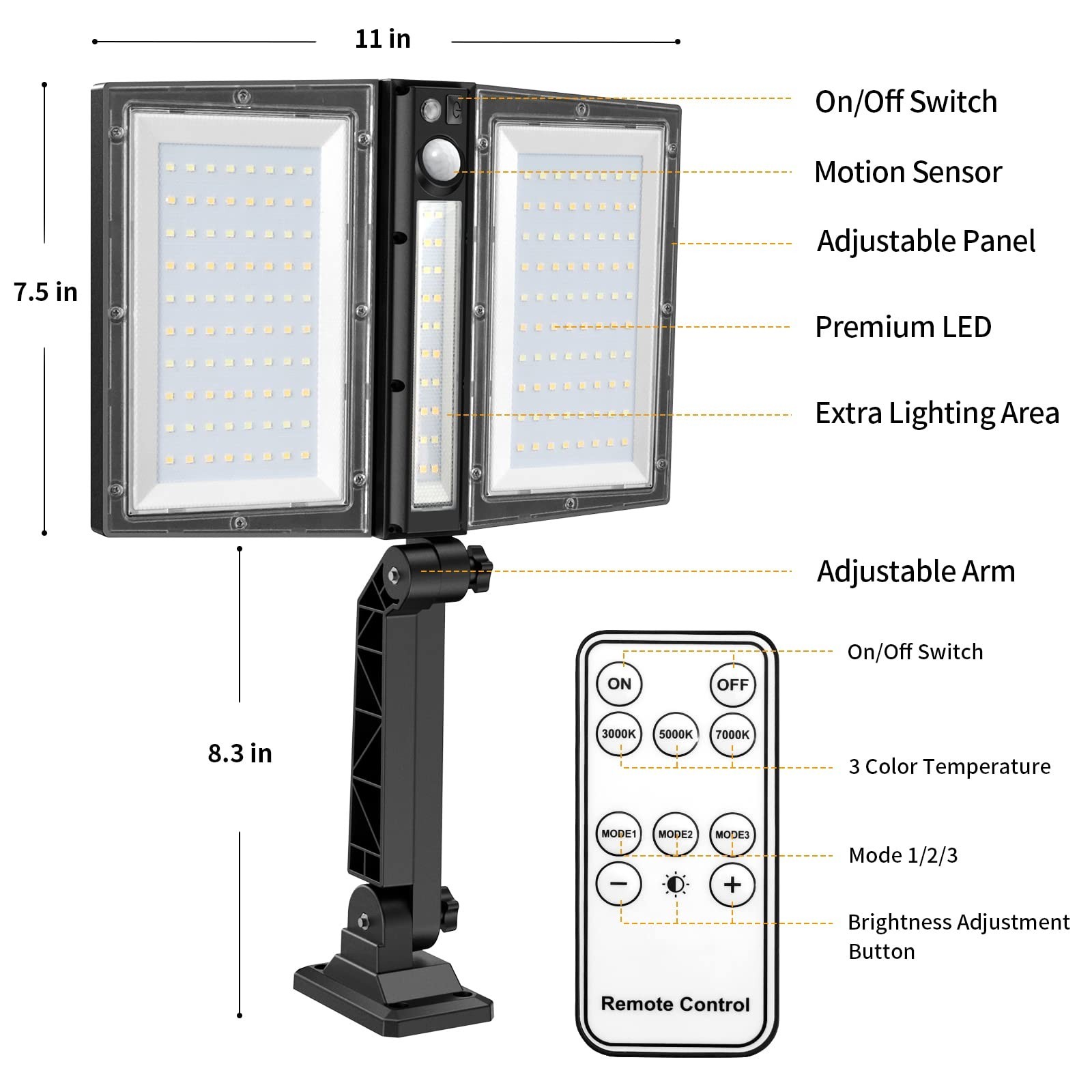 Solar Street Lights Outdoor Waterproof Solar Powered Security Light with Moti...