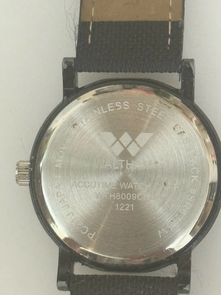 Vintage 80s Waltham Pilot Navy Field Marine Style Watch Blk Band Stainless Steel - Image 3 of 4