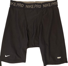Nike Pro Black Compression Shorts Size Large Dri Fit Swoosh Logo Graphics