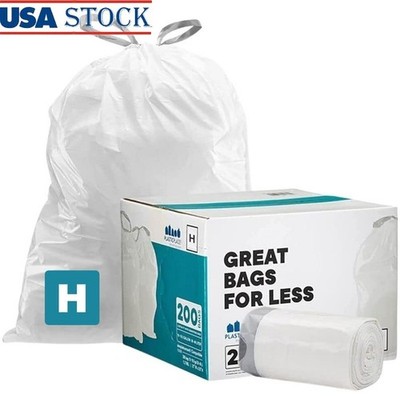 Heavy-Duty Drawstring Trash Bags Code H 8-9 Gallon 200 Count Waste Bags New